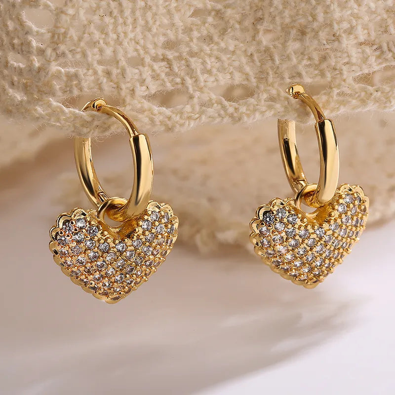 Heart Zircon  18k gold plated  Earrings