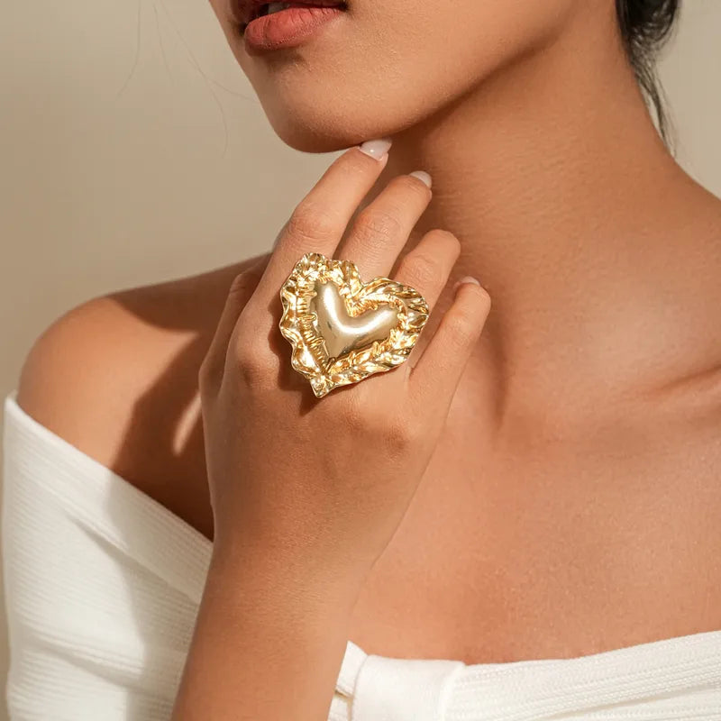 Elegant Classical Romantic Heart Shape Alloy Women's Open Rings