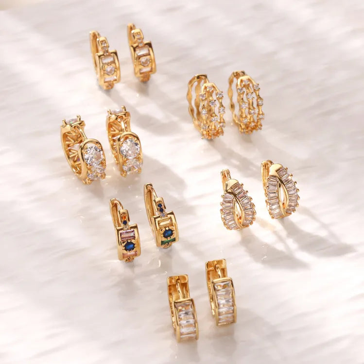 Elegant Simple U-Shaped Zircon Embedded Earrings For Women