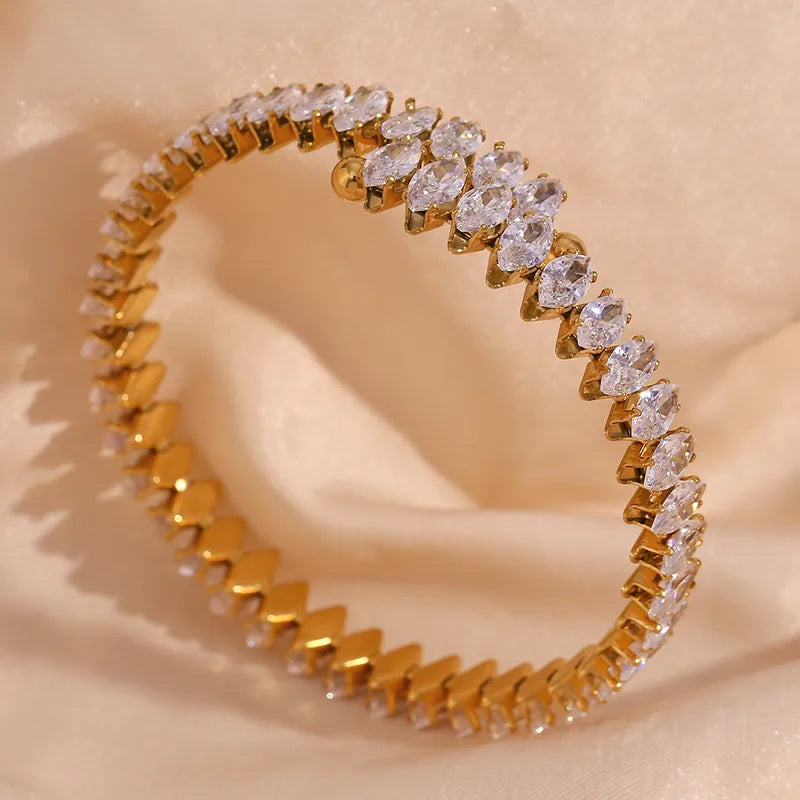 PVD Coated Real Gold Plated 18K Gold Water Droplets 304 Stainless Steel Simple Style Classic Style Waterproof Non Tarnish Rings Bracelets