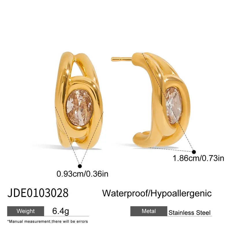 PVD Coated Real Gold Plated Geometric 304 Stainless Steel Classic Style Waterproof Non Tarnish Ear Cuffs Ear Studs