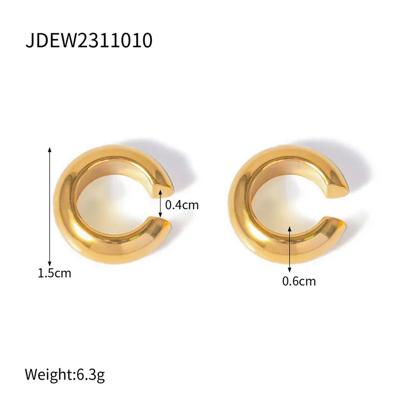PVD Coated Real Gold Plated Geometric 304 Stainless Steel Classic Style Waterproof Non Tarnish Ear Cuffs Ear Studs