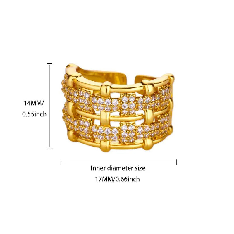 PVD Coated Real Gold Plating 304 Stainless Steel Open Ring set