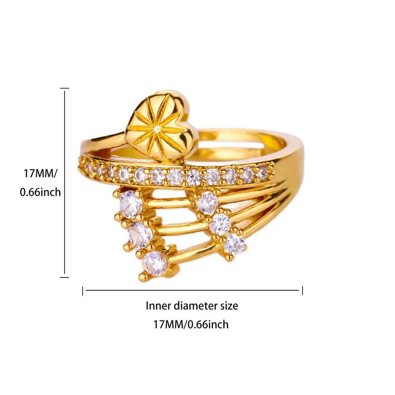 PVD Coated Real Gold Plating 304 Stainless Steel Open Ring set
