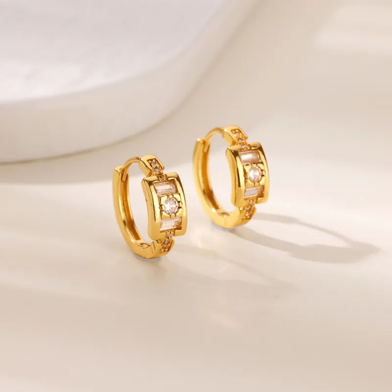 Elegant Simple U-Shaped Zircon Embedded Earrings For Women