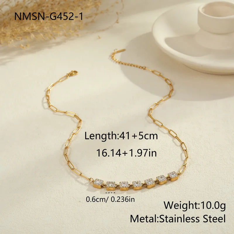 Stainless Steel Zircon diamond Chain Necklace Luxurious Set