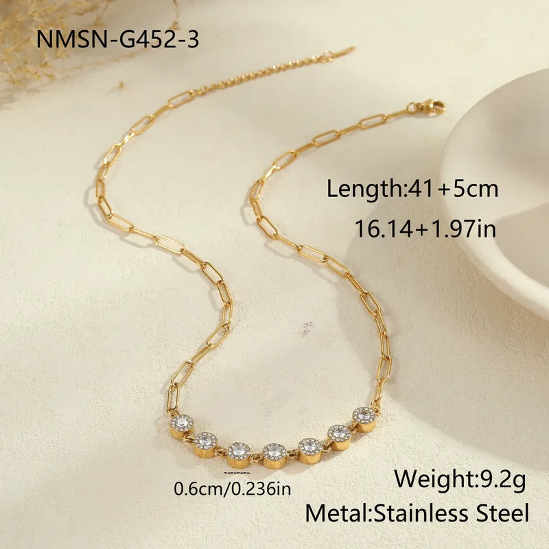 Stainless Steel Zircon diamond Chain Necklace Luxurious Set