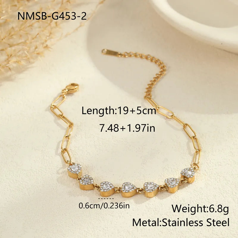 Stainless Steel Zircon diamond Chain Necklace Luxurious Set