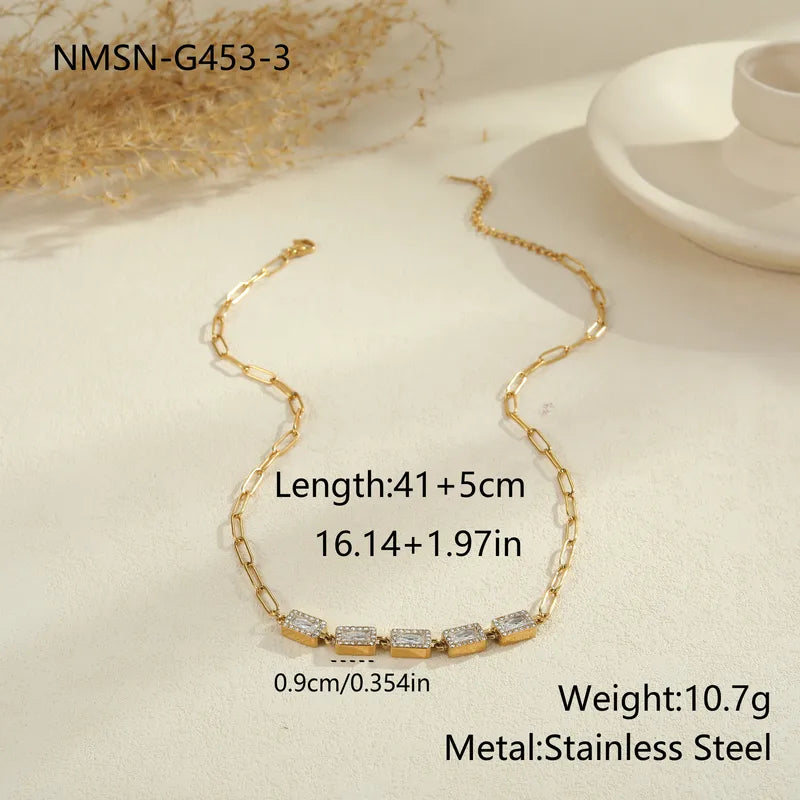 Stainless Steel Zircon diamond Chain Necklace Luxurious Set