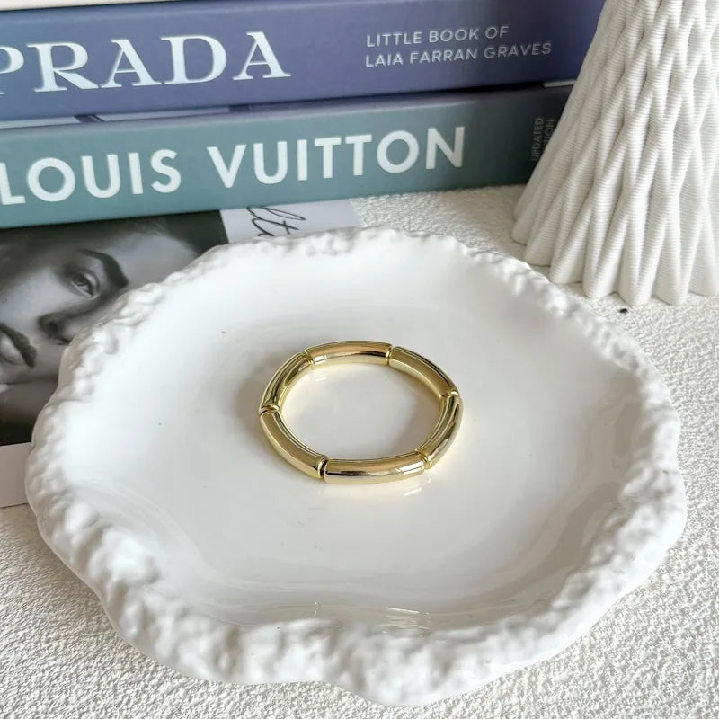 Warm Color Geometric Pattern Alloy Resin Bracelet Set