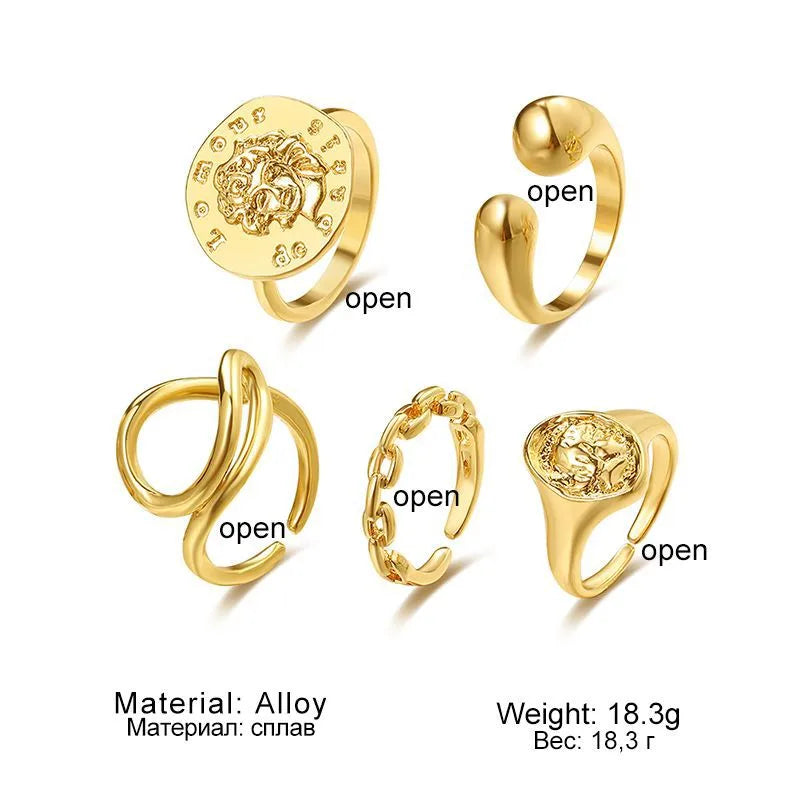 Geometric Alloy Plating Women's Open Rings