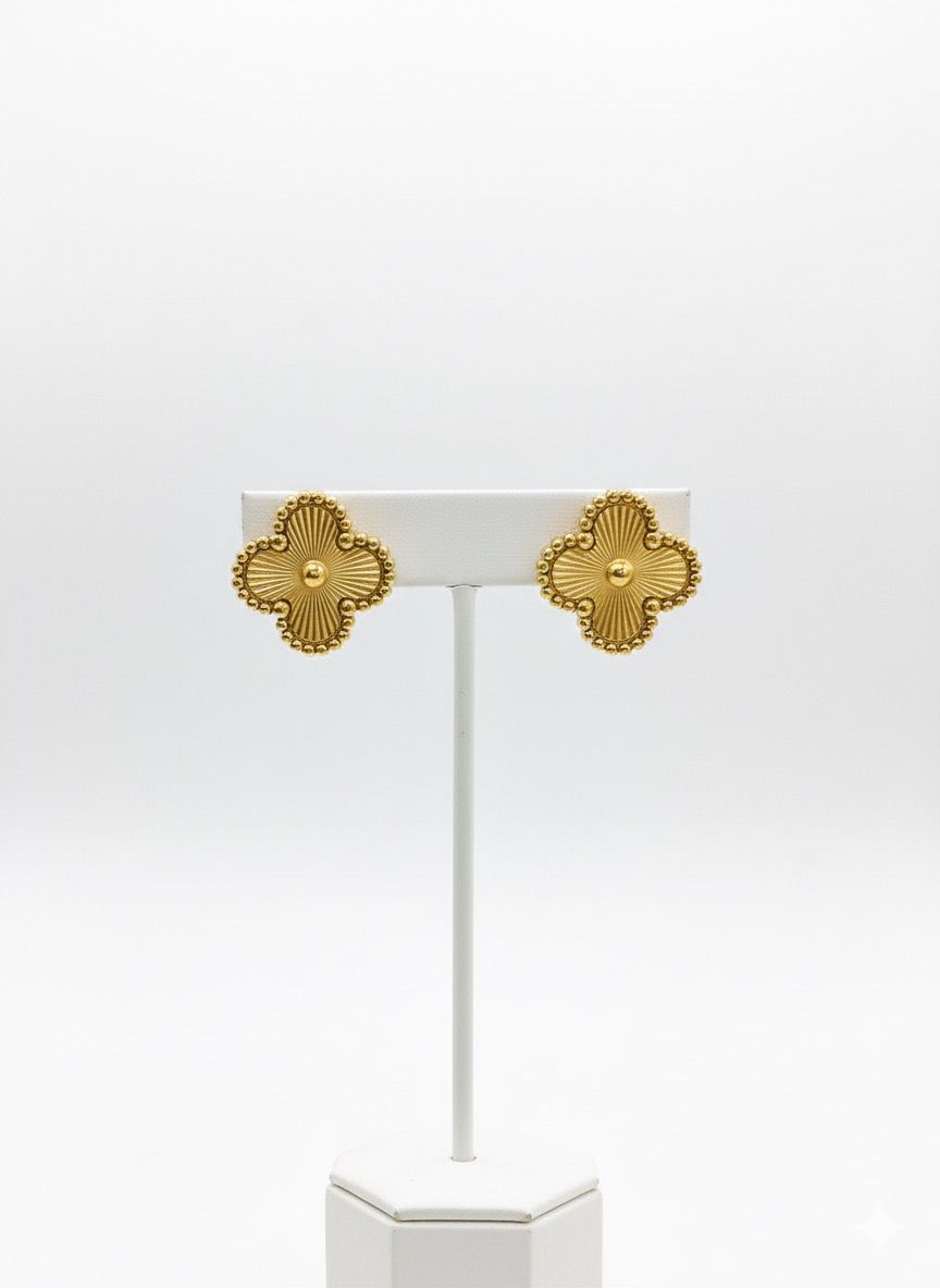 Elegance Reimagined: Gold Clover Stud Earrings