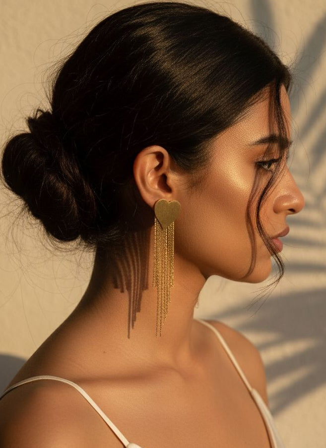 Golden Heartfall Earrings