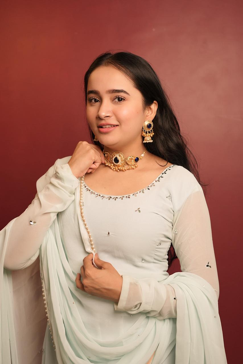 Maharani Blue Aura” Choker & Jhumka Set