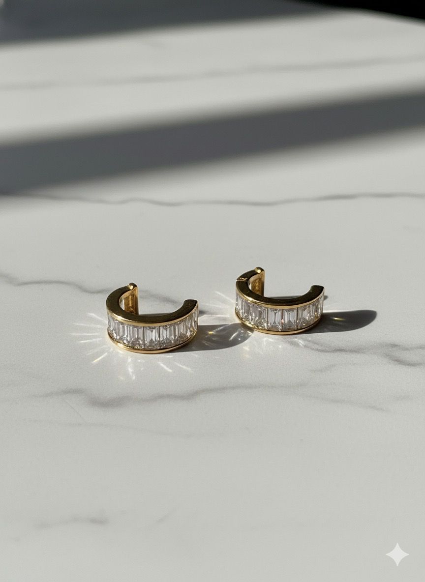 PVD Coated Real Gold Plated Geometric 304 Stainless Steel Classic Style Waterproof Non Tarnish Ear Cuffs Ear Studs