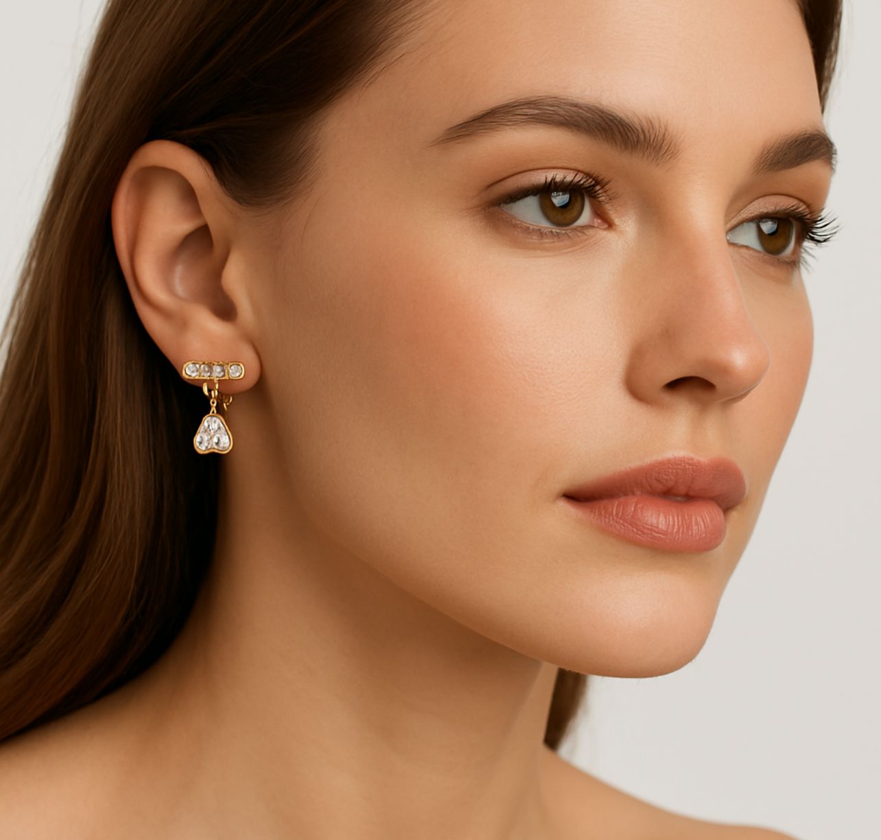 Crystal Teardrop Bar Studs